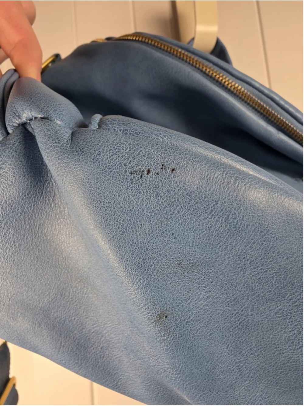 Fawn Design Original Bluebell Diaper Bag Backpack Vegan Leather Blue Gold